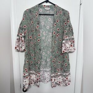 Love Riche Sage Green Floral Kimono